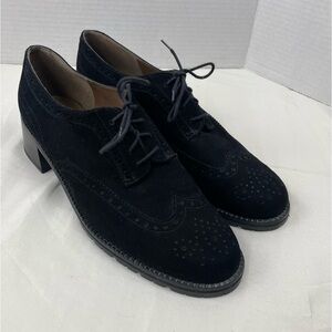 Stuart Weitzman Black Lace-Up Oxford Heel Womens Size 10 Office Career Business